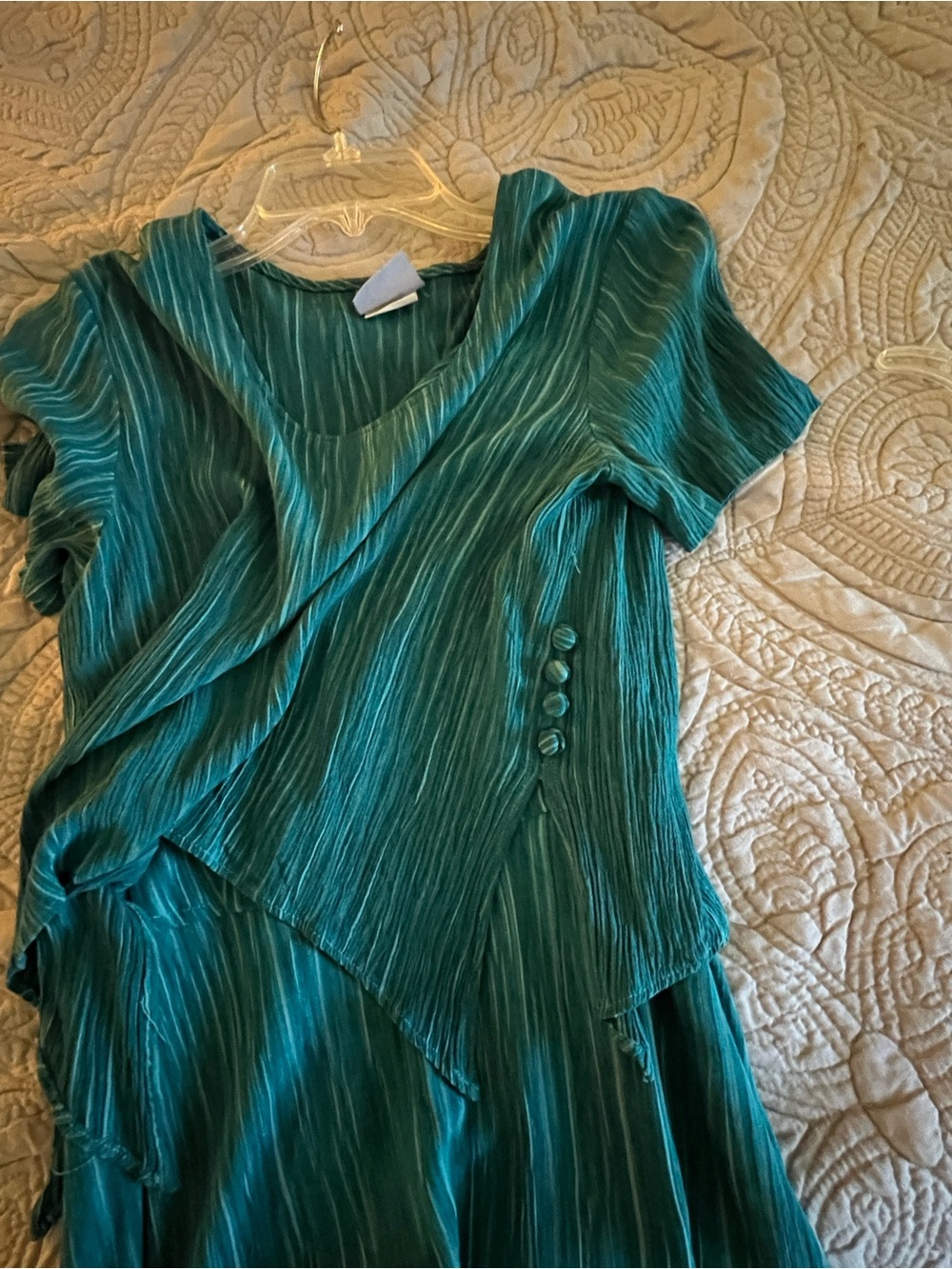Dress Rabbit Rabbit Rabbit Designs Teal Pleated 2-Piece Short-Sleeve (Tank Dress - Picture 2 of 8